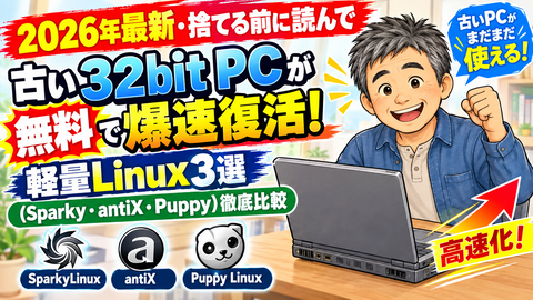【2026年最新・捨てる前に読んで】古い32bit PCが無料で爆速復活！軽量Linux3選(Sparky・antiX・Puppy)徹底比較！ : Windowsはもういらない