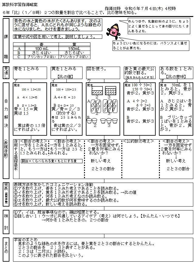 算数指導の実際67－40年考えてベストの比の導入－ : 努力の上に花は咲くⅡ