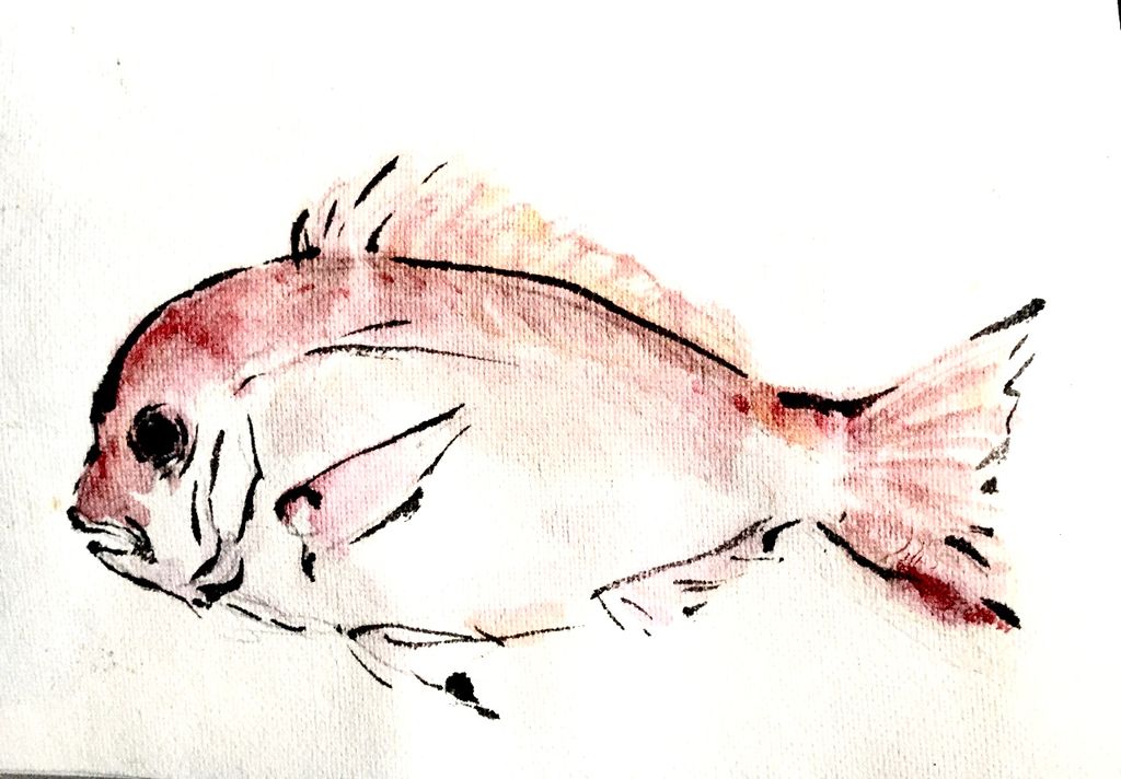 墨絵の習作 No 06 魚 Art De 再起 闘病曼荼羅