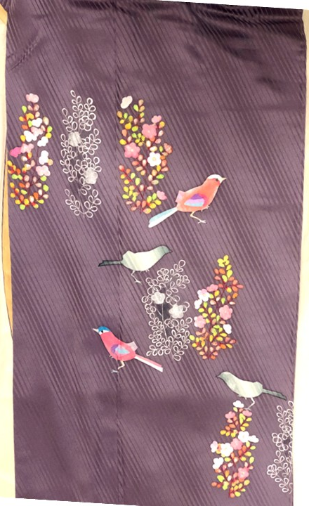 小鳥 絵本風 着物 上前柄
