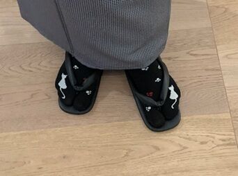 夫　タビックス　ネコ柄
