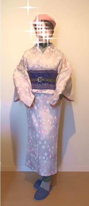 木蓮小紋着物 和洋ミックス着物 明度