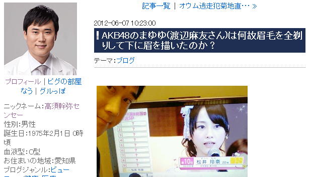 高須クリニック 渡辺麻友の眉毛が変だった 珠理奈9位なのに玲奈10位も納得いかない Akb総選挙 Gラボ Akb48