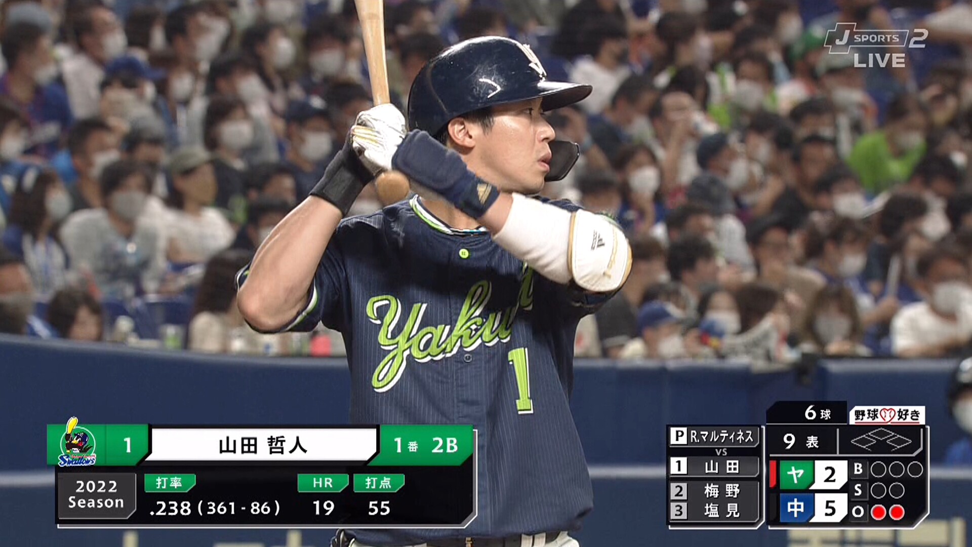 【悲報】 山田哲人(30) .238(最下位) 19本 55打点 OPS.787 108三振