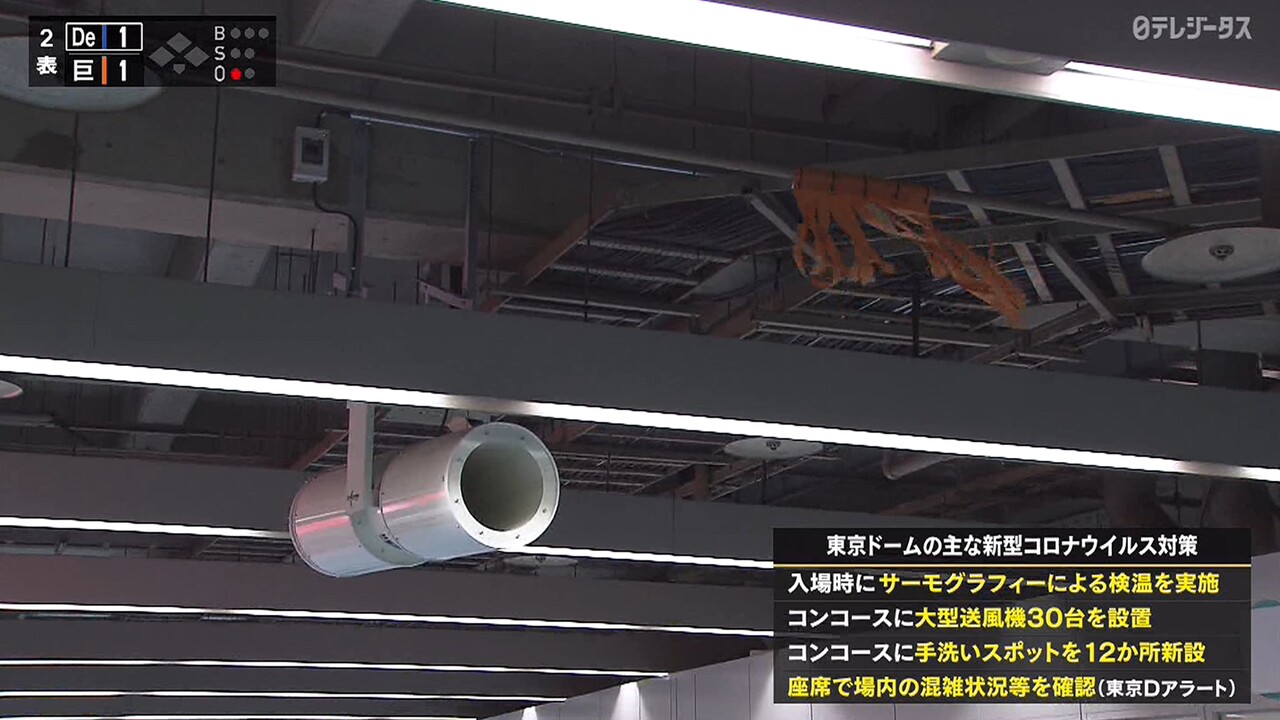 東京ドーム、大型送風機を30台設置！