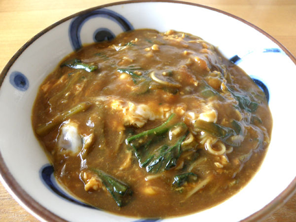 卵とじカレー煮麺 朝ごはん日記