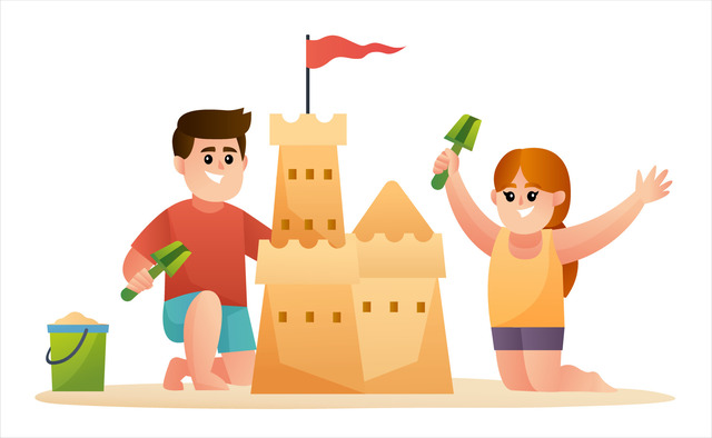 illustration-of-two-cute-kids-building-sand-castle-vector