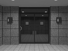 ガラスドアのある部屋からの脱出