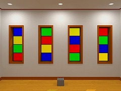 カラフルな窓がある部屋からの脱出