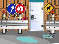 ガードレールの上の桃ガエル