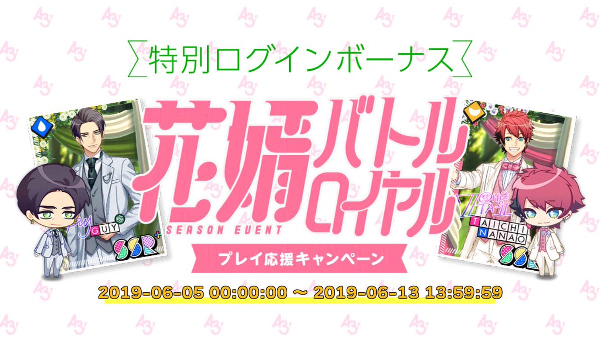 花婿バトルロイヤル 公演発生率やアプリ通知 ログインボーナス画面まとめ A3 を効率的に攻略する 花婿バトルロイヤル 公演発生率やアプリ通知 ログインボーナス画面まとめ A3 を効率的に攻略する