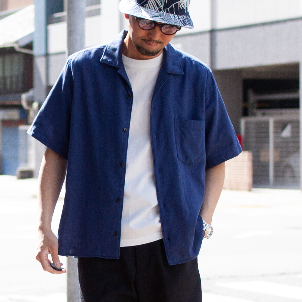 MANUAL ALPHABET W-GAUZE OPEN COLLAR SHIRT & RIPSTOP EASY PANTS
