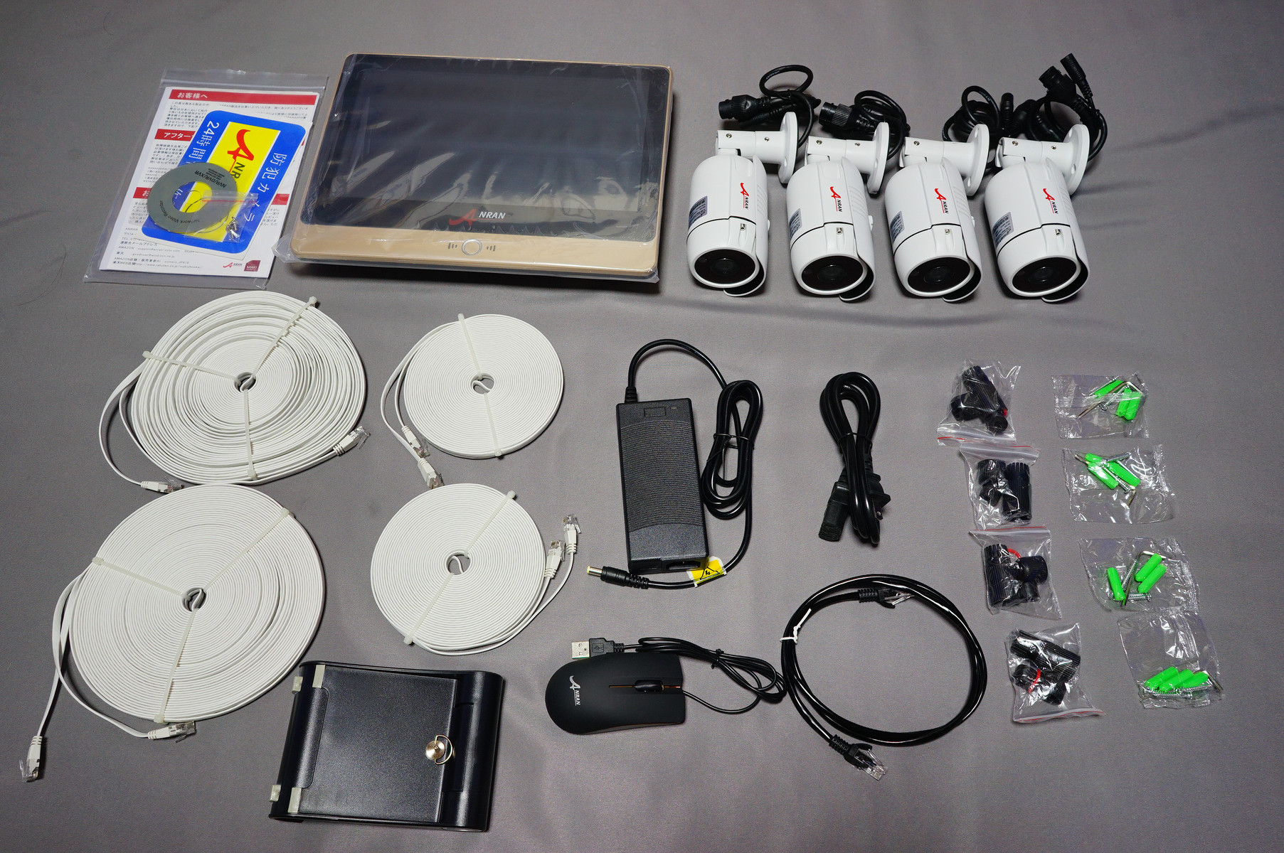 防犯カメラセット 【ジャンク品】 ANRAN NVR POE接続カメラ4台セット ANRAN POEカメラセット 増設専用 500万画素 防犯カメラ 監視