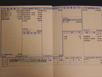 賃金支払明細票 7月分 トヨタ自動車