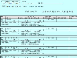 上場株式配当等の支払い通知書