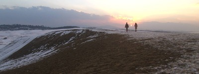 夕日と鳥取砂丘
