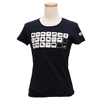 乗り物イラストTシャツ-レディース-ブラック