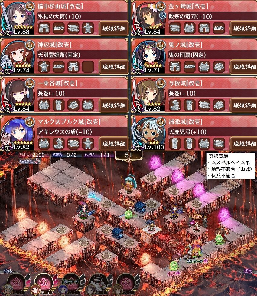 御城プロジェクト Re 常設ヘルの遊技場 ムスペルヘイム 三層 週次任務 駄梟の森 城プロ Reの攻略ブログみたいなもの