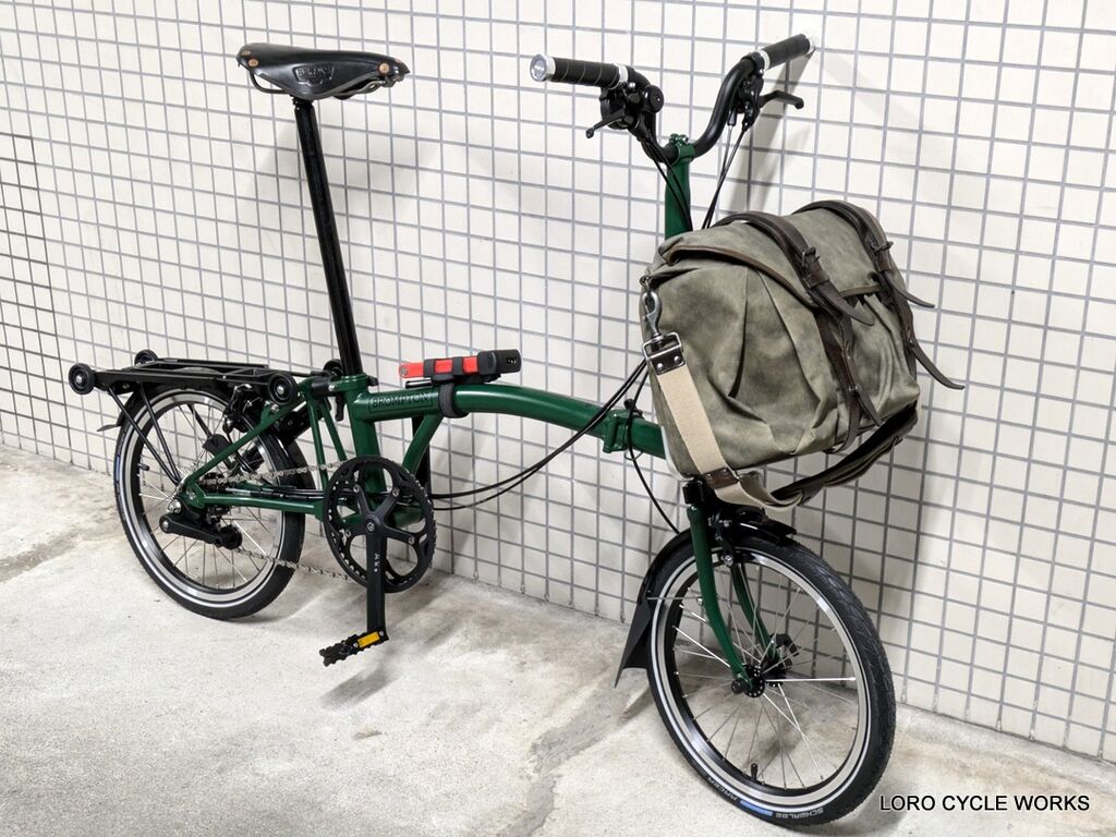 BROOKSカスタムしたBROMPTONレーシンググリーンをご納車致しました