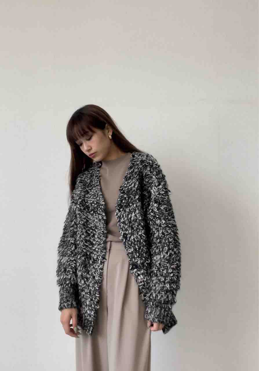 clane MOHAIR LOOP BULKY KNIT CARDIGAN