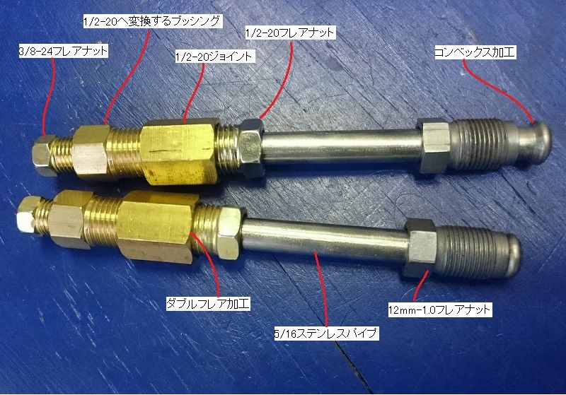 ブレーキパイプ加工＆フレアナットなどのFittng コンベックス＆ダブル 