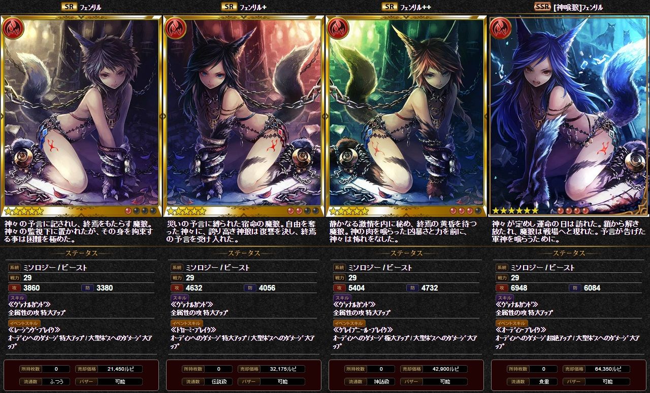 神バハ カード紹介 ケルベロス フェンリル 腹パン情報2 フィーナちゃんと 年目 神バハ カード紹介 ケルベロス フェンリル 腹パン情報2 フィーナちゃんと 年目