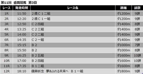 20201116盛岡競馬レース一覧