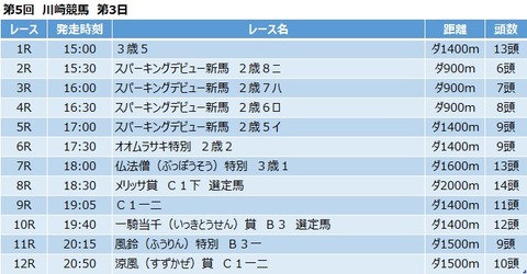 20200811川崎競馬レース一覧