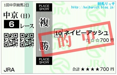 20190120中京6R複勝