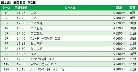 20221114盛岡競馬レース一覧