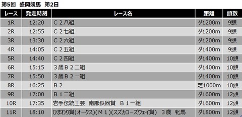 20200809盛岡競馬レース一覧