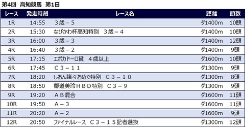 20220618高知競馬レース一覧