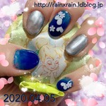 ブルーのカラグラ+シルバーネイル