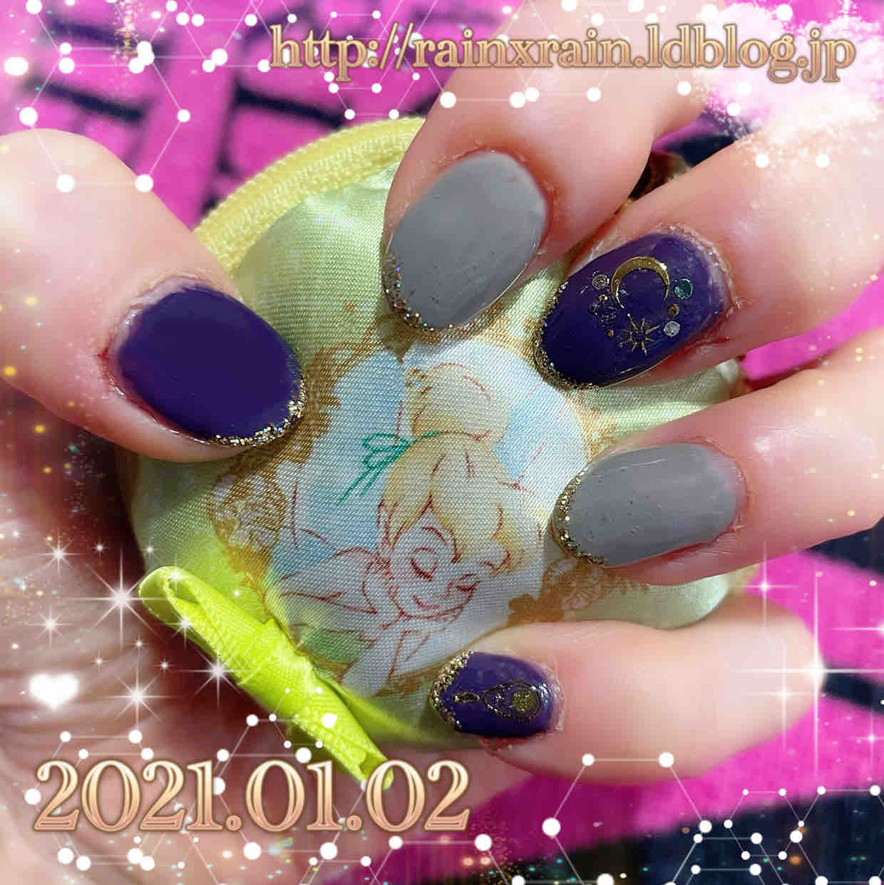 セルフジェルネイル パープル アッシュグレイのソリッドネイル Rain Rain Blog Style
