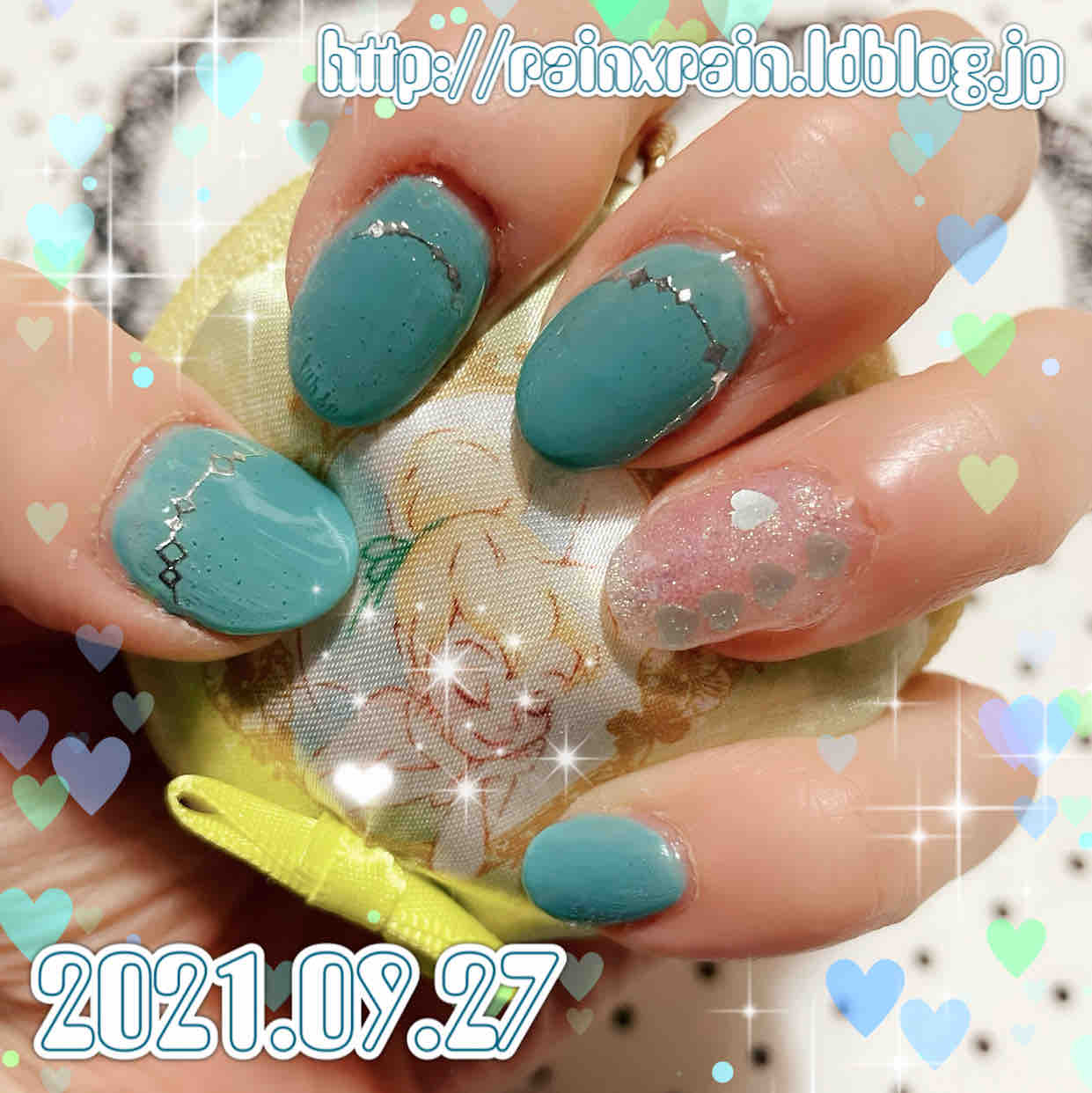 セルフジェルネイル ターコイズグリーンのソリッドネイル Rain Rain Blog Style
