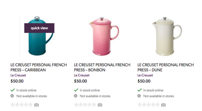 indigo le creuset french press 50, 80$