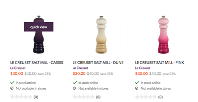 indigo salt pepper mill 18,30$ le creuset