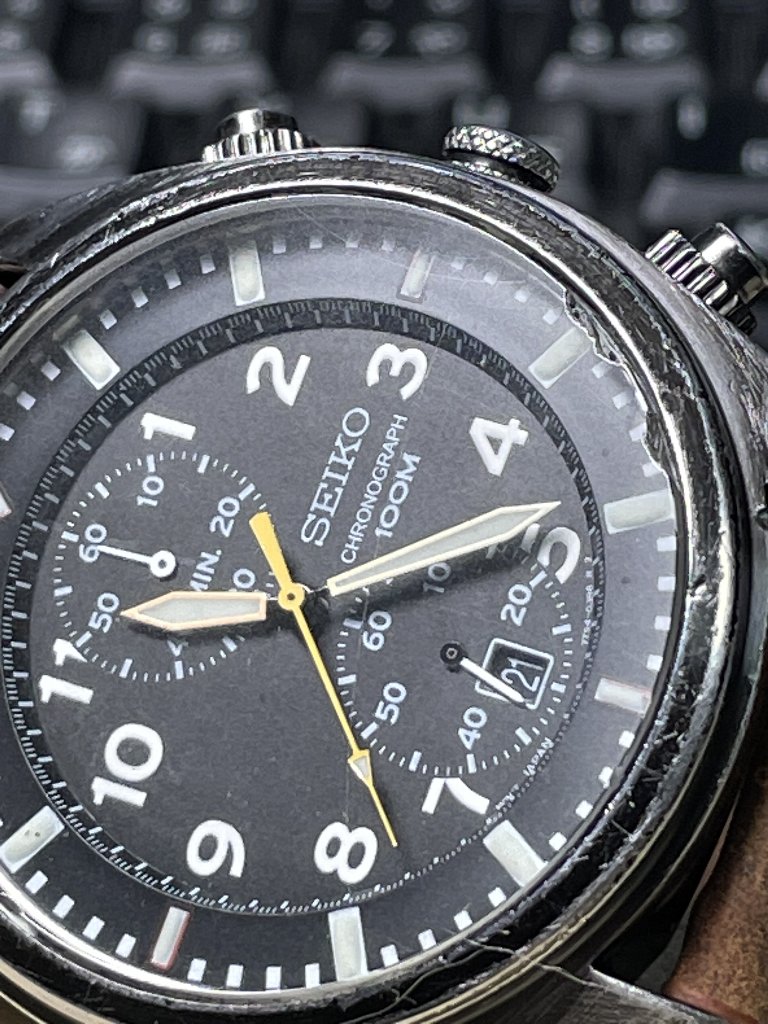 □ SEIKO Chronograph ダメージ加工 7T94-0BL0 Ref:SNN237P1 2011年頃