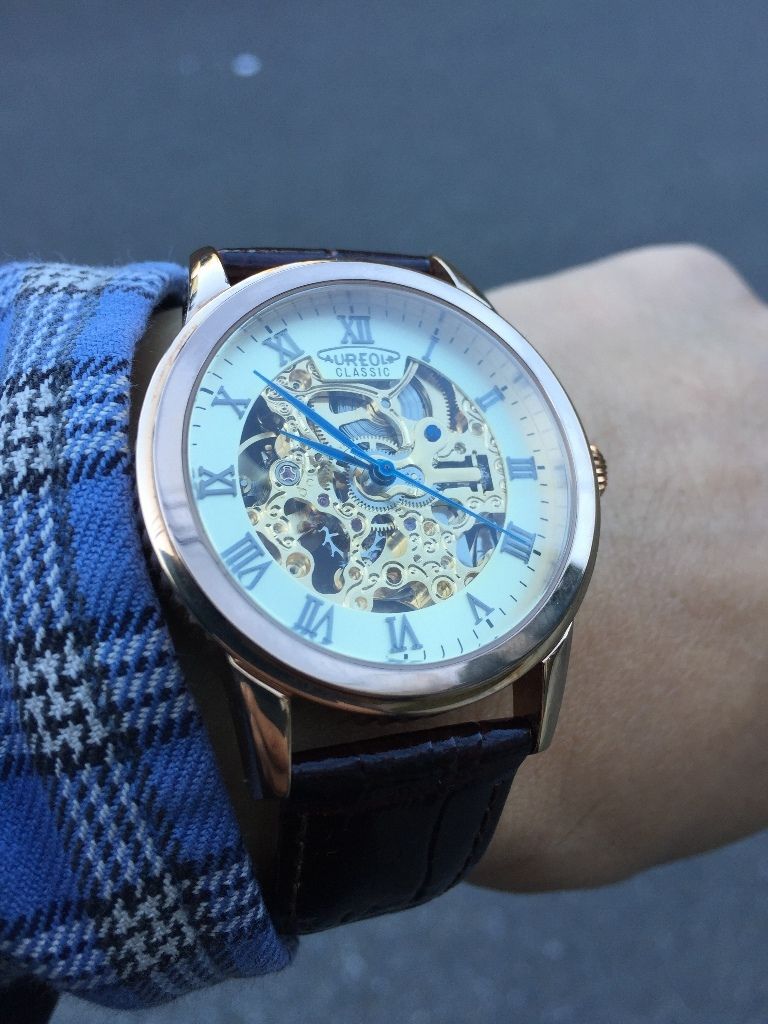 動作品 AUREOLE CLASSIC 37SW-470M 自動巻き腕時計 オープンハート 裏