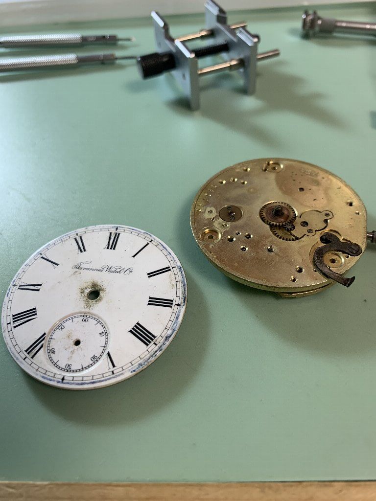 TAVANNES 懐中時計　タバン　象嵌 1900s◇SWISS TAVANNES WATCH CO. CYMA 16S 銀無垢シルバー 純銀