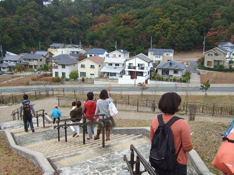 里山を見ながら