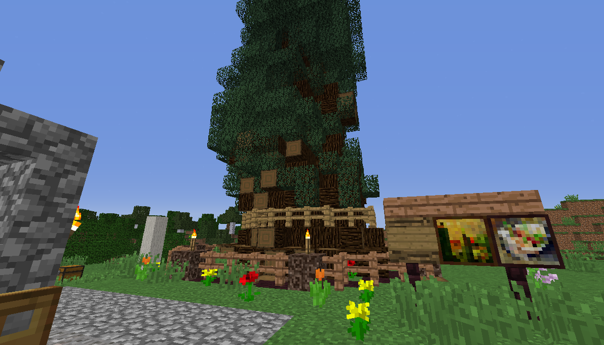 スケルトン村のシンボル 大木を生やす いくらのマイクラ日記