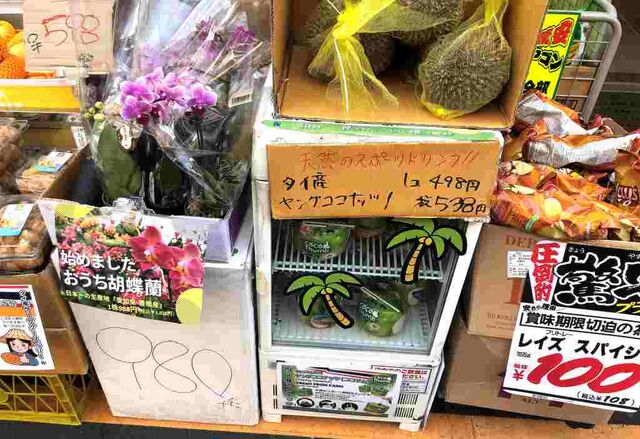 ドン キホーテ御徒町店 入口でタイフルーツなど販売中 ココナッツ果実丸ごとジュースにタマリンド マンゴー 毎日カレー と タイ料理 By エスニカン