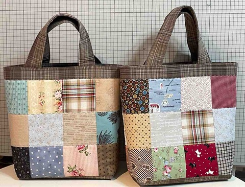 ≪超目玉★12月≫ 四角つなぎのトートバッグ : パッチワークを始めましょう トートバッグ