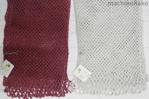 ストール　メッシュ　エンジ　手編みストール　編み物　手編み　銀　シルバー