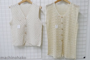 ベスト　すそ丸　綿　アクリル　軽いベスト　綿ベスト　すそ角　手編みベスト　編み物