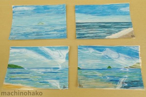 夏の海の絵手紙　夏の海　夏　海　絵手紙　絵葉書　ポストカード　宇部市　長門市　宇部　長門　山口県