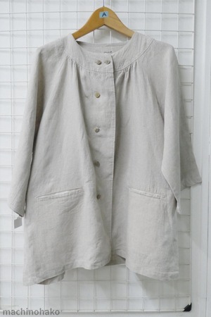 生成　麻　ベージュ　ジャケット　羽織
