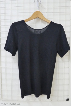 Tシャツ　リサイクル　L　Lサイズ　化繊　透かし編み　透かし模様　黒　ブラック　化学繊維　テイジン　使用感