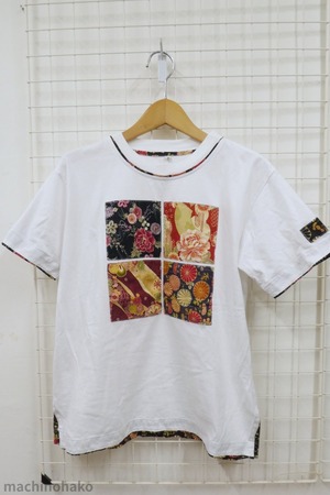 白地和柄　F　未使用　未着用　Tシャツ　和柄パッチワーク　和柄　パッチワーク　未着用